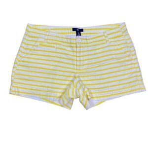 GAP Women's Yellow and White Striped Chino Shorts Pockets Size 2